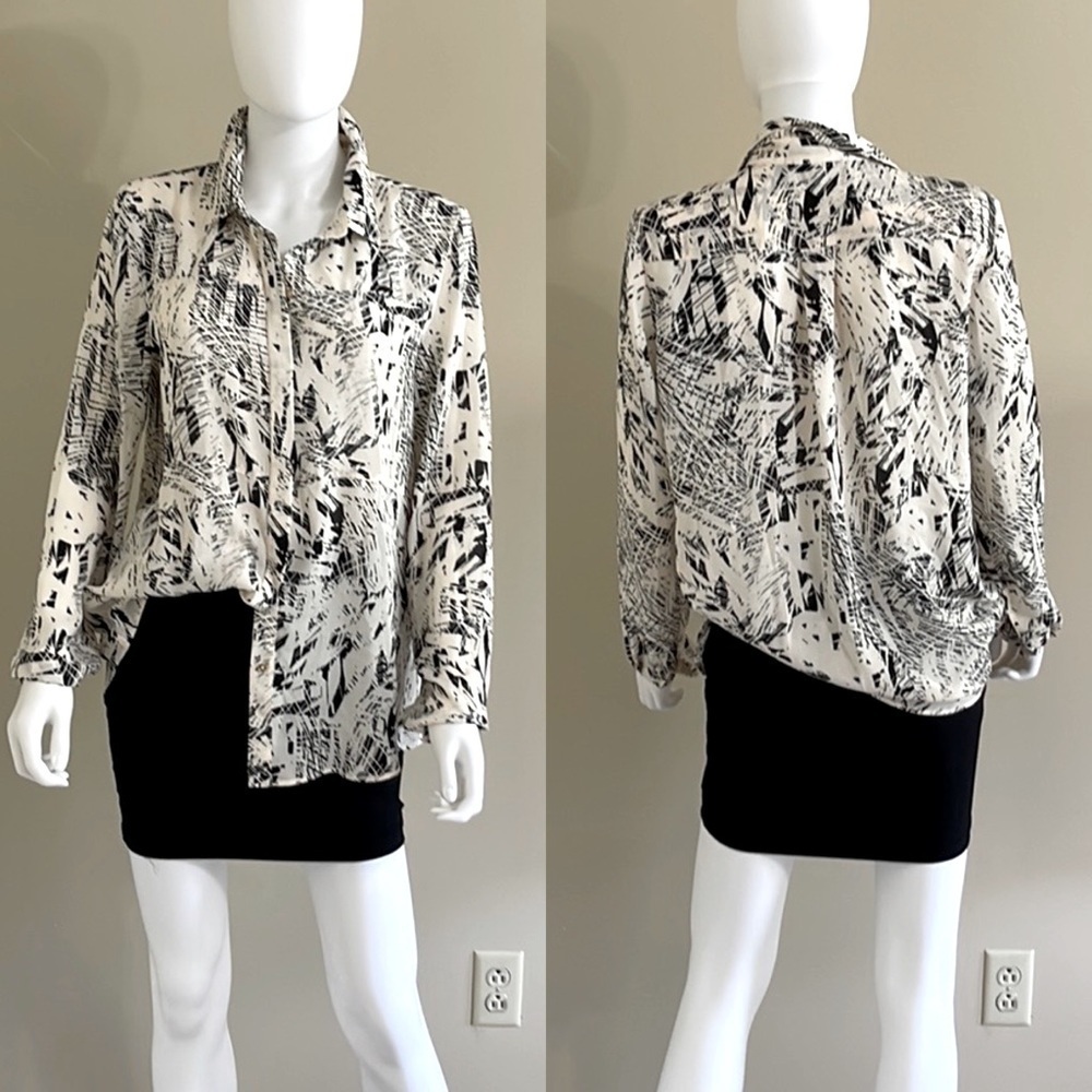 Robert Rodriguez Long Sleeve Abstract Print Buttoned Front Blouse (M) P/4/A1383
